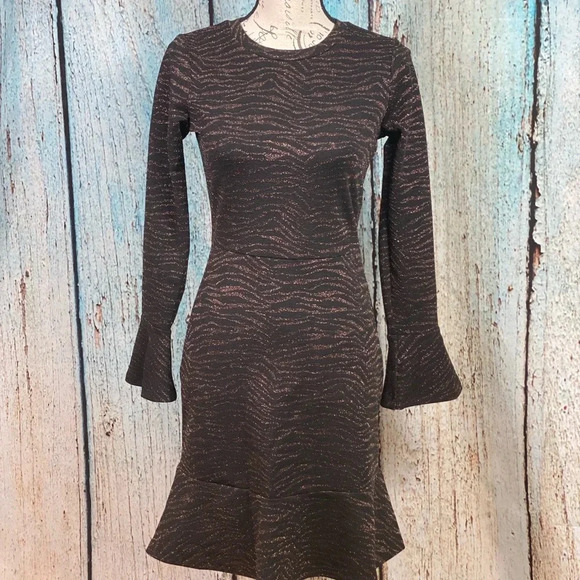 MICHAEL KORS NWT Caramel Flounce Trim Dress - Picture 13 of 14